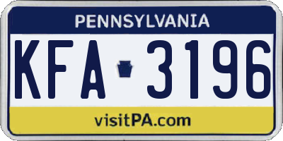 PA license plate KFA3196