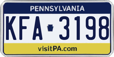 PA license plate KFA3198