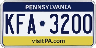 PA license plate KFA3200