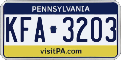 PA license plate KFA3203