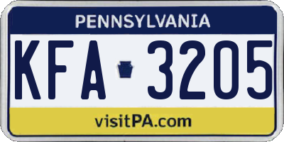 PA license plate KFA3205