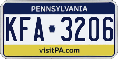 PA license plate KFA3206