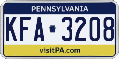 PA license plate KFA3208