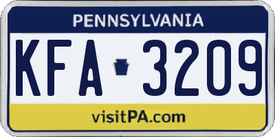 PA license plate KFA3209