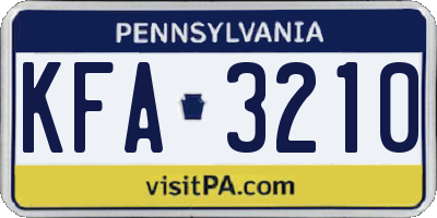 PA license plate KFA3210