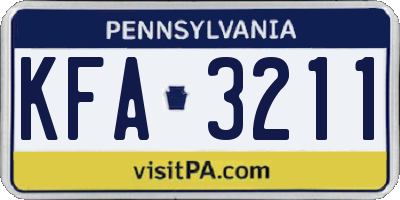 PA license plate KFA3211