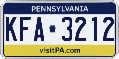 PA license plate KFA3212
