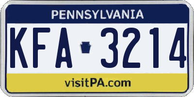 PA license plate KFA3214