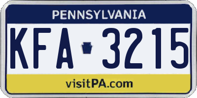 PA license plate KFA3215