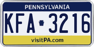 PA license plate KFA3216
