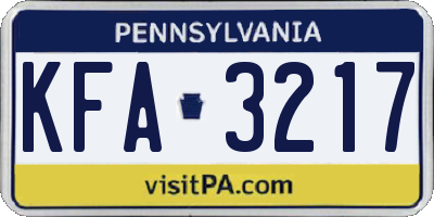 PA license plate KFA3217