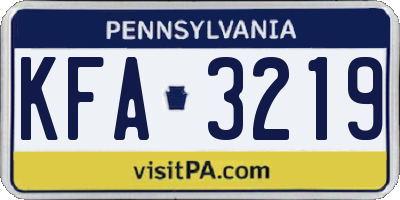 PA license plate KFA3219
