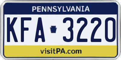 PA license plate KFA3220