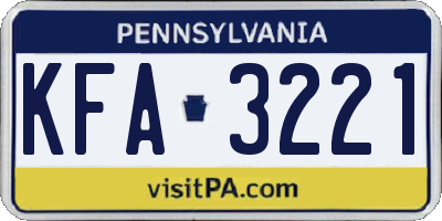 PA license plate KFA3221