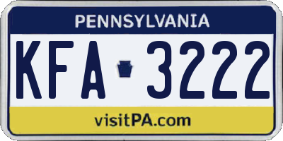 PA license plate KFA3222