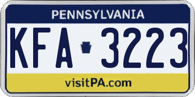 PA license plate KFA3223