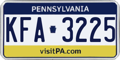 PA license plate KFA3225