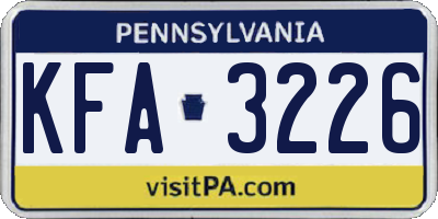 PA license plate KFA3226