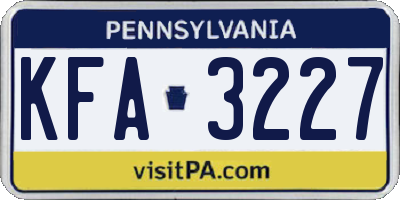 PA license plate KFA3227