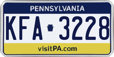 PA license plate KFA3228