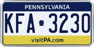 PA license plate KFA3230