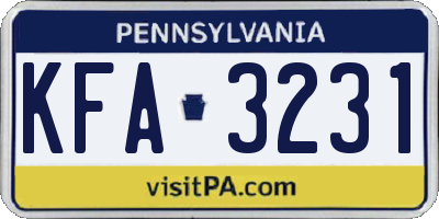 PA license plate KFA3231