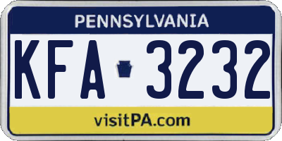 PA license plate KFA3232