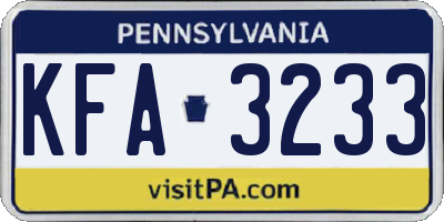 PA license plate KFA3233
