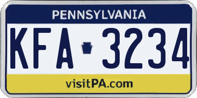 PA license plate KFA3234