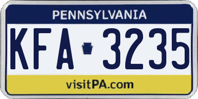PA license plate KFA3235