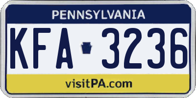 PA license plate KFA3236