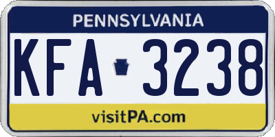 PA license plate KFA3238