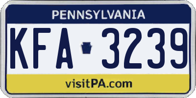 PA license plate KFA3239