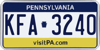 PA license plate KFA3240