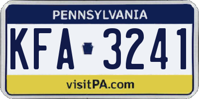 PA license plate KFA3241
