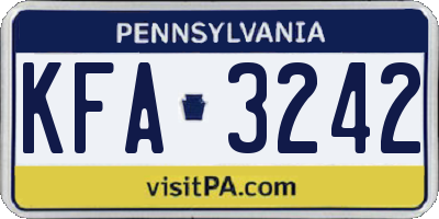 PA license plate KFA3242