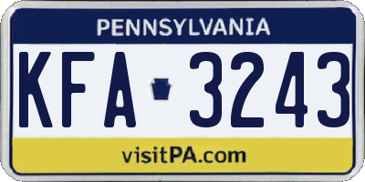 PA license plate KFA3243