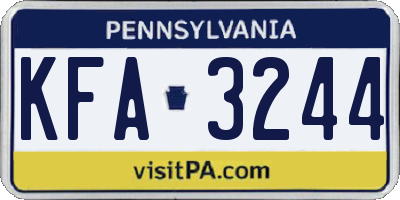 PA license plate KFA3244