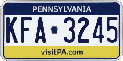 PA license plate KFA3245