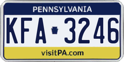 PA license plate KFA3246