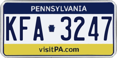 PA license plate KFA3247
