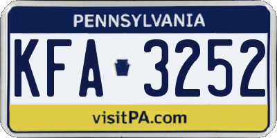 PA license plate KFA3252