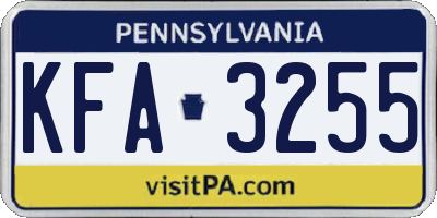 PA license plate KFA3255