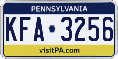 PA license plate KFA3256