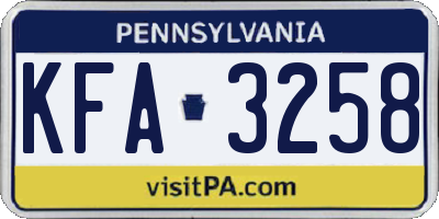 PA license plate KFA3258