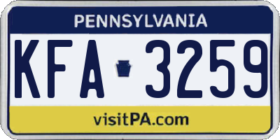 PA license plate KFA3259
