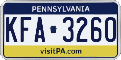 PA license plate KFA3260