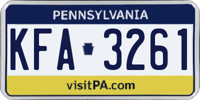 PA license plate KFA3261