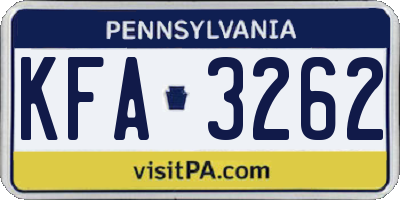 PA license plate KFA3262