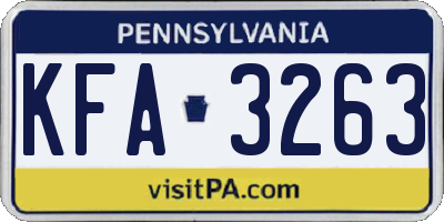 PA license plate KFA3263